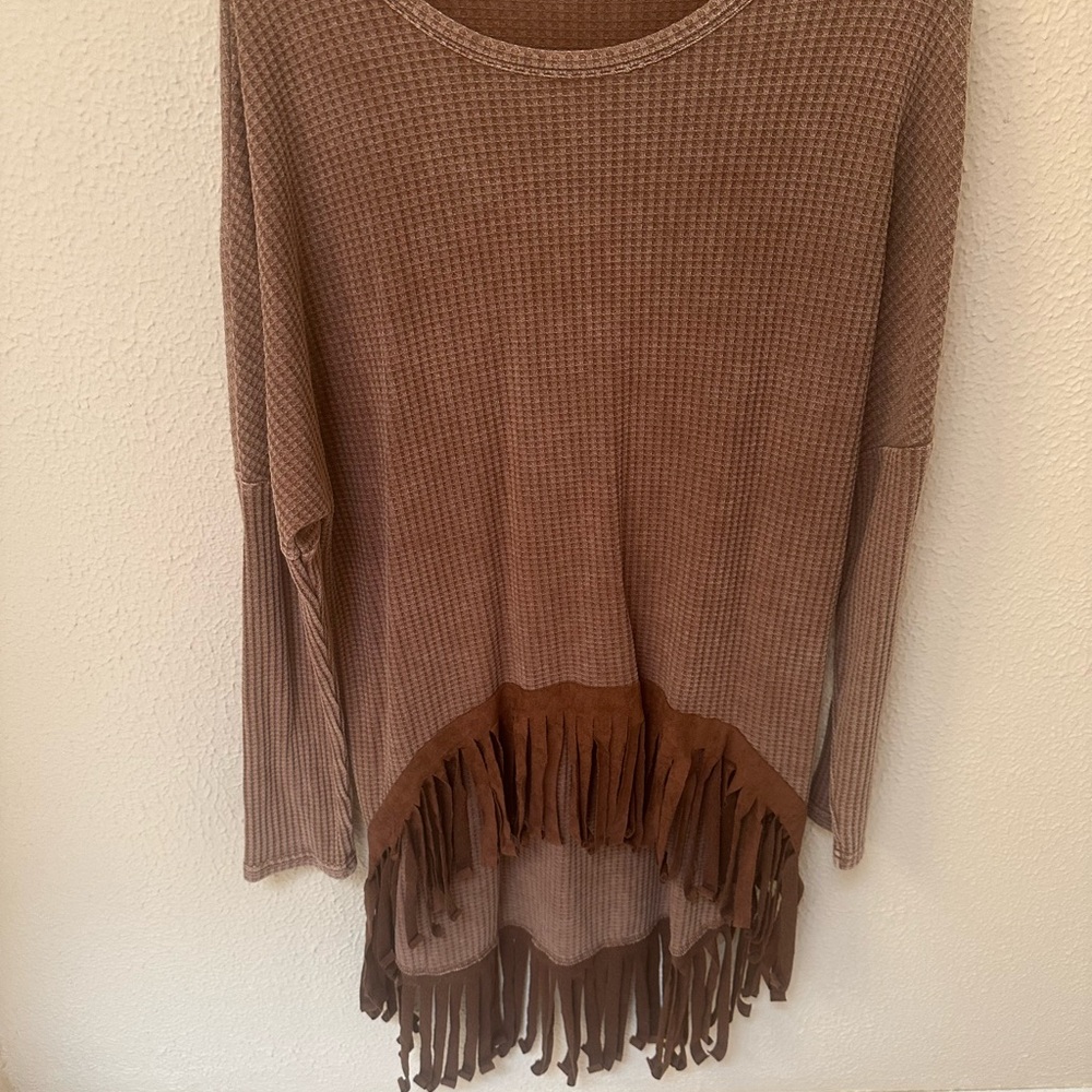 Brown Fringe Women's Sweater